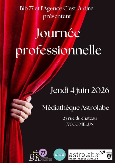Affiche — Journée professionnelle Bib77 à la médiathèque Astrolab, Melun